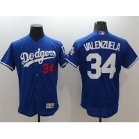 Los Angeles Dodgers #34 Fernando Valenzuela Blue Flexbase Authentic Collection Stitched MLB Jersey