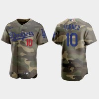 Los Angeles Los Angeles Dodgers #10 Justin Turner Men's Nike 2021 Armed Forces Day Authentic MLB Jersey -Camo