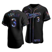 Los Angeles Los Angeles Dodgers #3 Chris Taylor Men's Nike Iridescent Holographic Collection MLB Jersey - Black