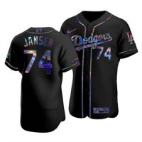 Los Angeles Los Angeles Dodgers #74 Kenley Jansen Men's Nike Iridescent Holographic Collection MLB Jersey - Black