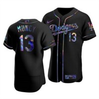 Los Angeles Los Angeles Dodgers #13 Max Muncy Men's Nike Iridescent Holographic Collection MLB Jersey - Black