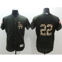 Los Angeles Dodgers #22 Clayton Kershaw Green Flexbase Authentic Collection Salute to Service Stitched MLB Jersey
