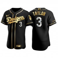 Los Angeles Los Angeles Dodgers #3 Chris Taylor Men's Nike Authentic 2021 Gold Program MLB Jersey Black