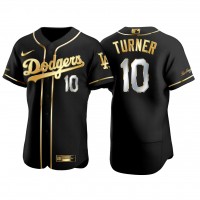 Los Angeles Los Angeles Dodgers #10 Justin Turner Men's Nike Authentic 2021 Gold Program MLB Jersey Black