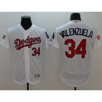 Los Angeles Dodgers #34 Fernando Valenzuela White Fashion Stars & Stripes Flexbase Authentic Stitched MLB Jersey