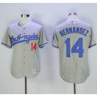 Los Angeles Dodgers #14 Enrique Hernandez Grey Flexbase Authentic Collection Road Stitched MLB Jersey