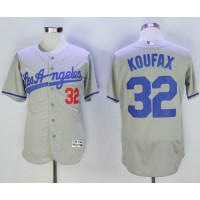 Los Angeles Dodgers #32 Sandy Koufax Grey Flexbase Authentic Collection Road Stitched MLB Jersey