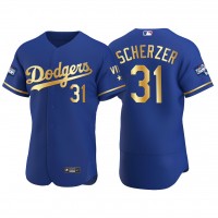 Los Angeles Los Angeles Dodgers #31 Max Scherzer Men's Nike Authentic 2021 Gold Program World Series Champions MLB Jersey Royal