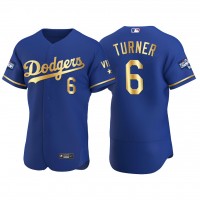 Los Angeles Los Angeles Dodgers #6 Trea Turner Men's Nike Authentic 2021 Gold Program World Series Champions MLB Jersey Royal