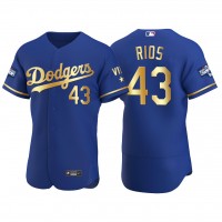 Los Angeles Los Angeles Dodgers #43 Edwin Rios Men's Nike Authentic 2021 Gold Program World Series Champions MLB Jersey Royal