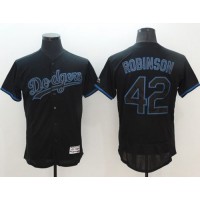 Los Angeles Dodgers #42 Jackie Robinson Black Fashion Flexbase Authentic Collection Stitched MLB Jersey