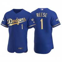 Los Angeles Los Angeles Dodgers #1 Pee Wee Reese Men's Nike Authentic 2021 Gold Program World Series Champions MLB Jersey Royal