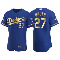 Los Angeles Los Angeles Dodgers #27 Trevor Bauer Men's Nike Authentic 2021 Gold Program World Series Champions MLB Jersey Royal