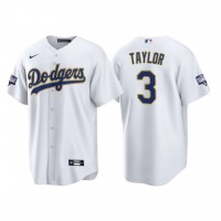 Los Angeles Los Angeles Dodgers #3 Chris Taylor Men's Nike 2021 Gold Program World Series Champions MLB Jersey Whtie
