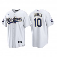 Los Angeles Los Angeles Dodgers #10 Justin Turner Men's Nike 2021 Gold Program World Series Champions MLB Jersey Whtie