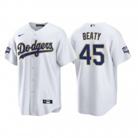 Los Angeles Los Angeles Dodgers #45 Matt Beaty Men's Nike 2021 Gold Program World Series Champions MLB Jersey Whtie