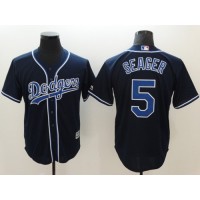 Los Angeles Dodgers #5 Corey Seager Navy Blue New Cool Base Stitched MLB Jersey