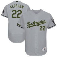 Los Angeles Dodgers #22 Clayton Kershaw Grey Flexbase Authentic Collection Memorial Day Stitched MLB Jersey
