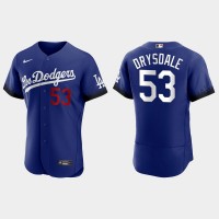 Los Angeles Los Angeles Dodgers #53 Don Drysdale Nike Men's 2021 City Connect Authentic MLB Jersey Royal