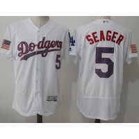 Los Angeles Dodgers #5 Corey Seager White Fashion Stars & Stripes Flexbase Authentic Stitched MLB Jersey