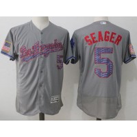 Los Angeles Dodgers #5 Corey Seager Grey Fashion Stars & Stripes Flexbase Authentic Stitched MLB Jersey