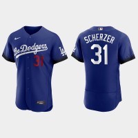 Los Angeles Los Angeles Dodgers #31 Max Scherzer Nike Men's 2021 City Connect Authentic MLB Jersey Royal