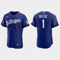 Los Angeles Los Angeles Dodgers #1 Pee Wee Reese Nike Men's 2021 City Connect Authentic MLB Jersey Royal