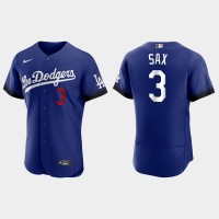 Los Angeles Los Angeles Dodgers #3 Steve Sax Nike Men's 2021 City Connect Authentic MLB Jersey Royal