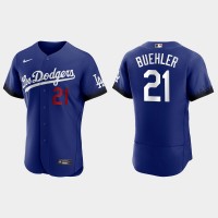 Los Angeles Los Angeles Dodgers #21 Walker Buehler Nike Men's 2021 City Connect Authentic MLB Jersey Royal