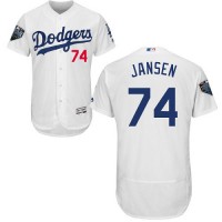 Los Angeles Dodgers #74 Kenley Jansen White Flexbase Authentic Collection 2018 World Series Stitched MLB Jersey