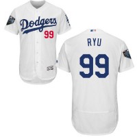 Los Angeles Dodgers #99 Hyun-Jin Ryu White Flexbase Authentic Collection 2018 World Series Stitched MLB Jersey