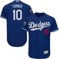 Los Angeles Dodgers #10 Justin Turner Blue Flexbase Authentic Collection 2018 World Series Stitched MLB Jersey