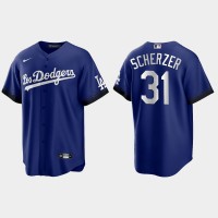 Los Angeles Los Angeles Dodgers #31 Max Scherzer Nike Men's 2021 City Connect Game MLB Jersey Royal