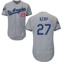 Los Angeles Dodgers #27 Matt Kemp Grey Flexbase Authentic Collection 2018 World Series Stitched MLB Jersey