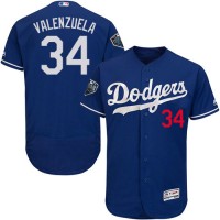 Los Angeles Dodgers #34 Fernando Valenzuela Blue Flexbase Authentic Collection 2018 World Series Stitched MLB Jersey