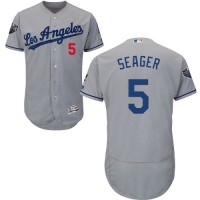 Los Angeles Dodgers #5 Corey Seager Grey Flexbase Authentic Collection 2018 World Series Stitched MLB Jersey