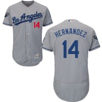 Los Angeles Dodgers #14 Enrique Hernandez Grey Flexbase Authentic Collection 2018 World Series Stitched MLB Jersey