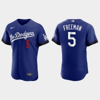 Los Angeles Los Angeles Dodgers #5 Freddie Freeman Nike Men's 2021 City Connect Authentic MLB Jersey Royal