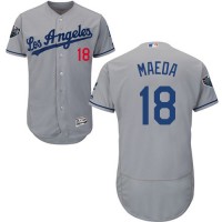 Los Angeles Dodgers #18 Kenta Maeda Grey Flexbase Authentic Collection 2018 World Series Stitched MLB Jersey