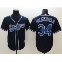 Los Angeles Dodgers #34 Fernando Valenzuela Navy Blue New Cool Base Stitched MLB Jersey