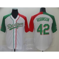 Los Angeles Dodgers #42 Jackie Robinson White Red/Green Split Cool Base Stitched MLB Jersey