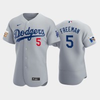 Los Angeles Los Angeles Dodgers #5 Freddie Freeman Alternate Men's Gray Authentic Jackie Robinson 75th Anniversary Jersey