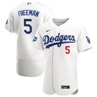 Los Angeles Los Angeles Dodgers #5 Freddie Freeman Men's Nike White Home 2020 World Series Champions Authentic Player MLB Jersey