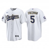 Los Angeles Los Angeles Dodgers #5 Freddie Freeman Men's Nike 2021 Gold Program World Series Champions MLB Jersey Whtie
