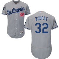 Los Angeles Dodgers #32 Sandy Koufax Grey Flexbase Authentic Collection 2018 World Series Stitched MLB Jersey