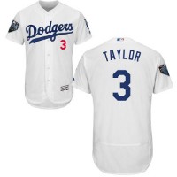 Los Angeles Dodgers #3 Chris Taylor White Flexbase Authentic Collection 2018 World Series Stitched MLB Jersey