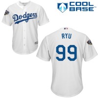 Los Angeles Dodgers #99 Hyun-Jin Ryu White New Cool Base 2018 World Series Stitched MLB Jersey