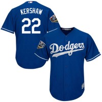Los Angeles Dodgers #22 Clayton Kershaw Blue New Cool Base 2018 World Series Stitched MLB Jersey