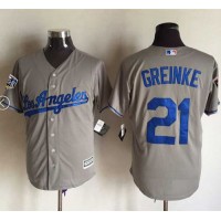 Los Angeles Dodgers #21 Zack Greinke Grey New Cool Base 2018 World Series Stitched MLB Jersey