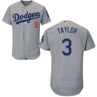 Los Angeles Dodgers #3 Chris Taylor Grey Flexbase Authentic Collection Stitched MLB Jersey
